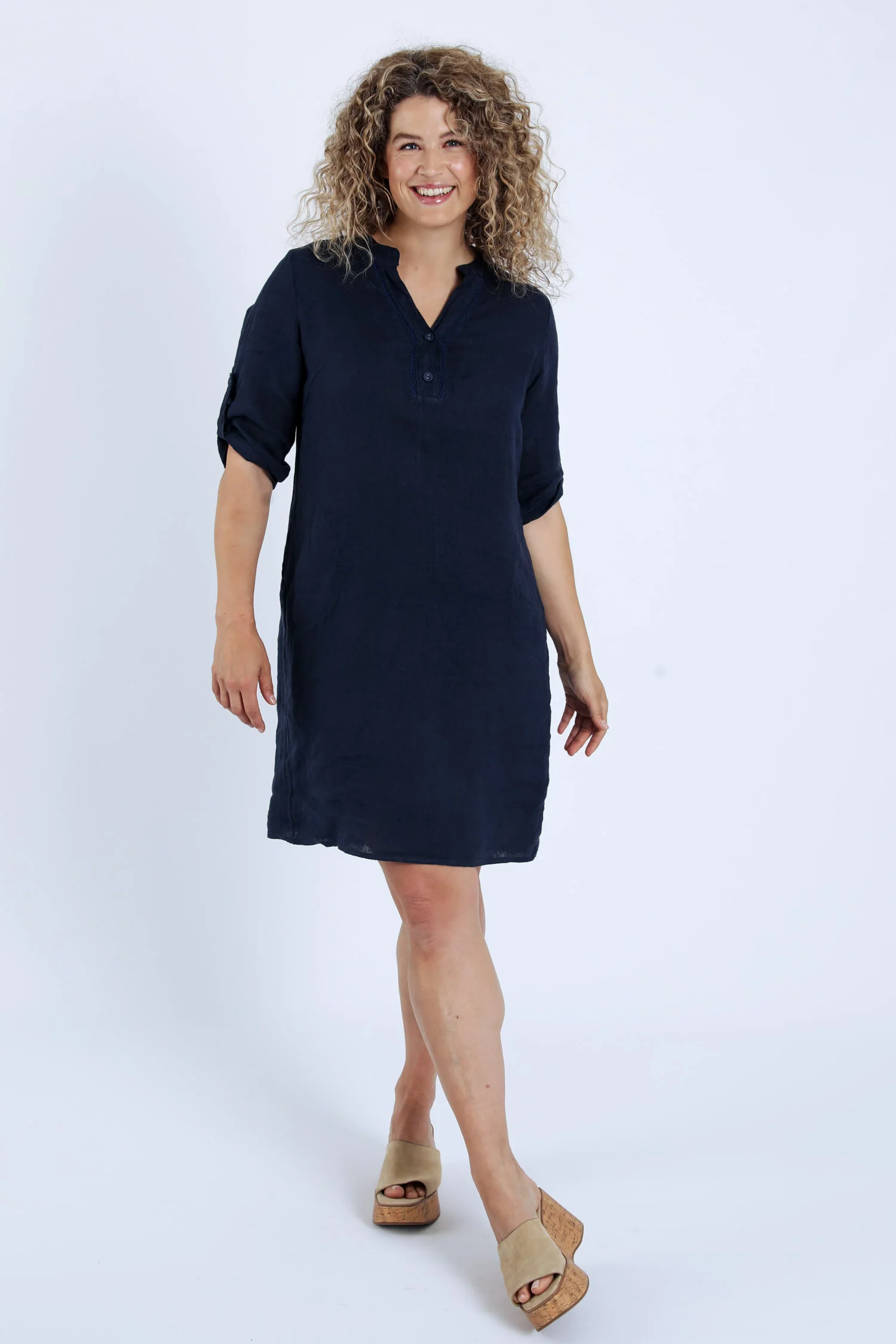 Robe tunique en lin unie - Image 8