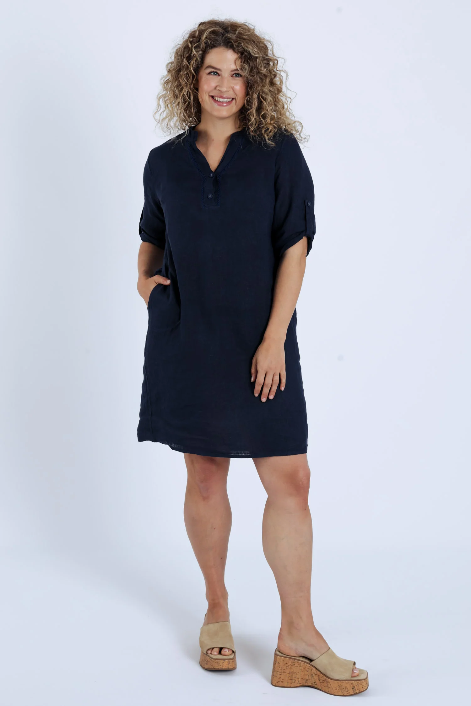 Robe tunique en lin unie - Image 9