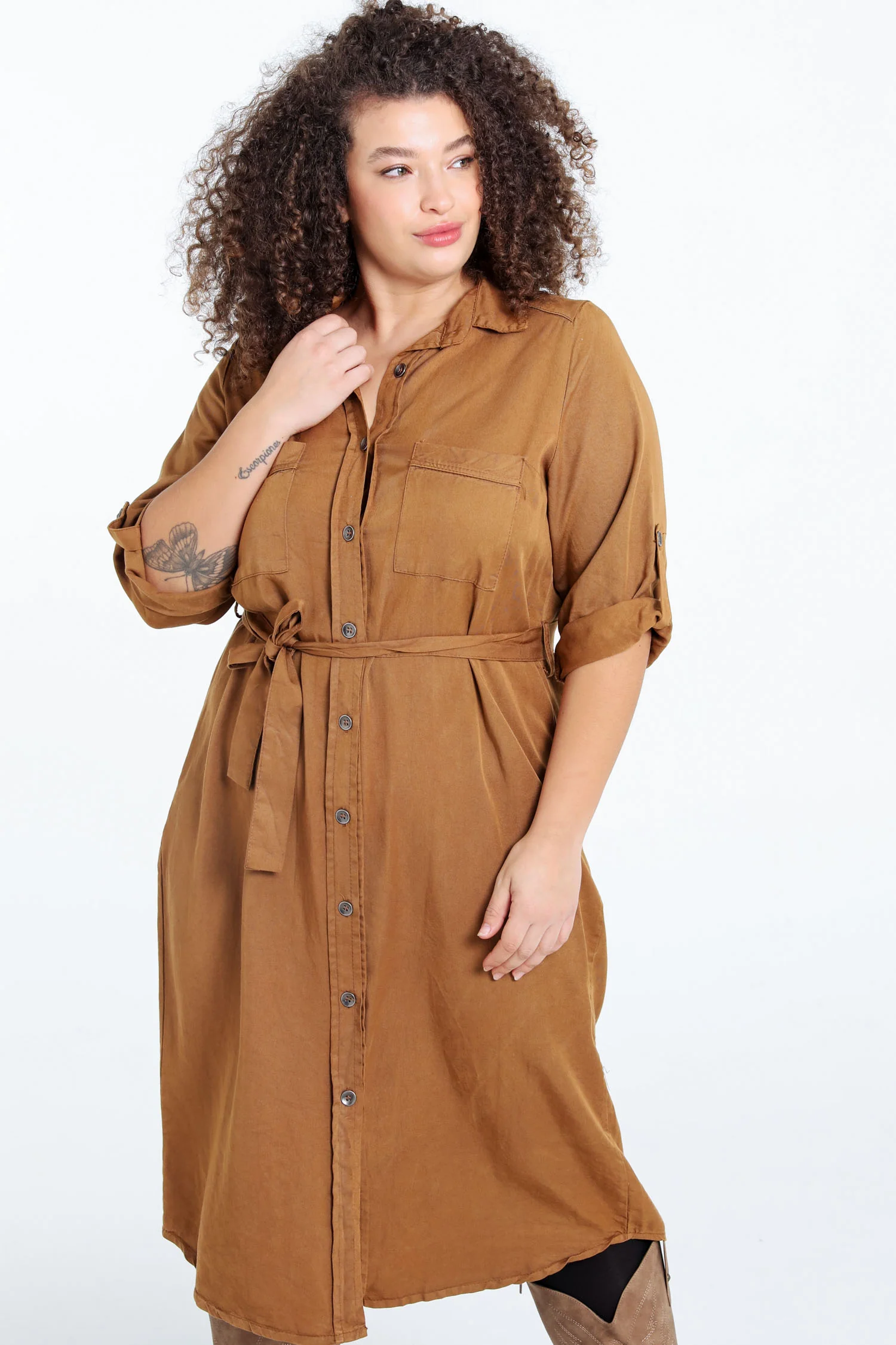 Robe tunique en tencel et lin