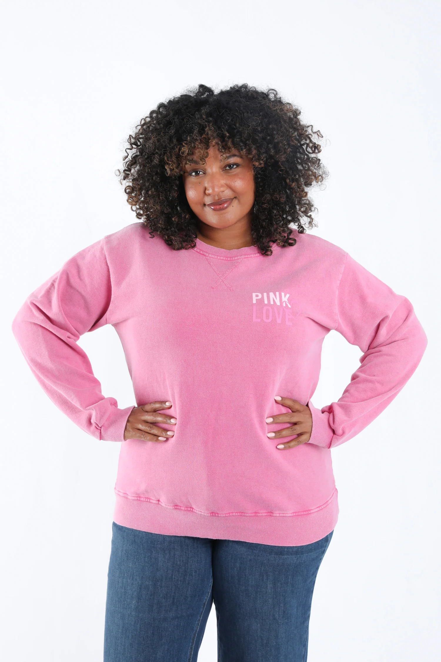 Sweat en coton Pink love octobre rose