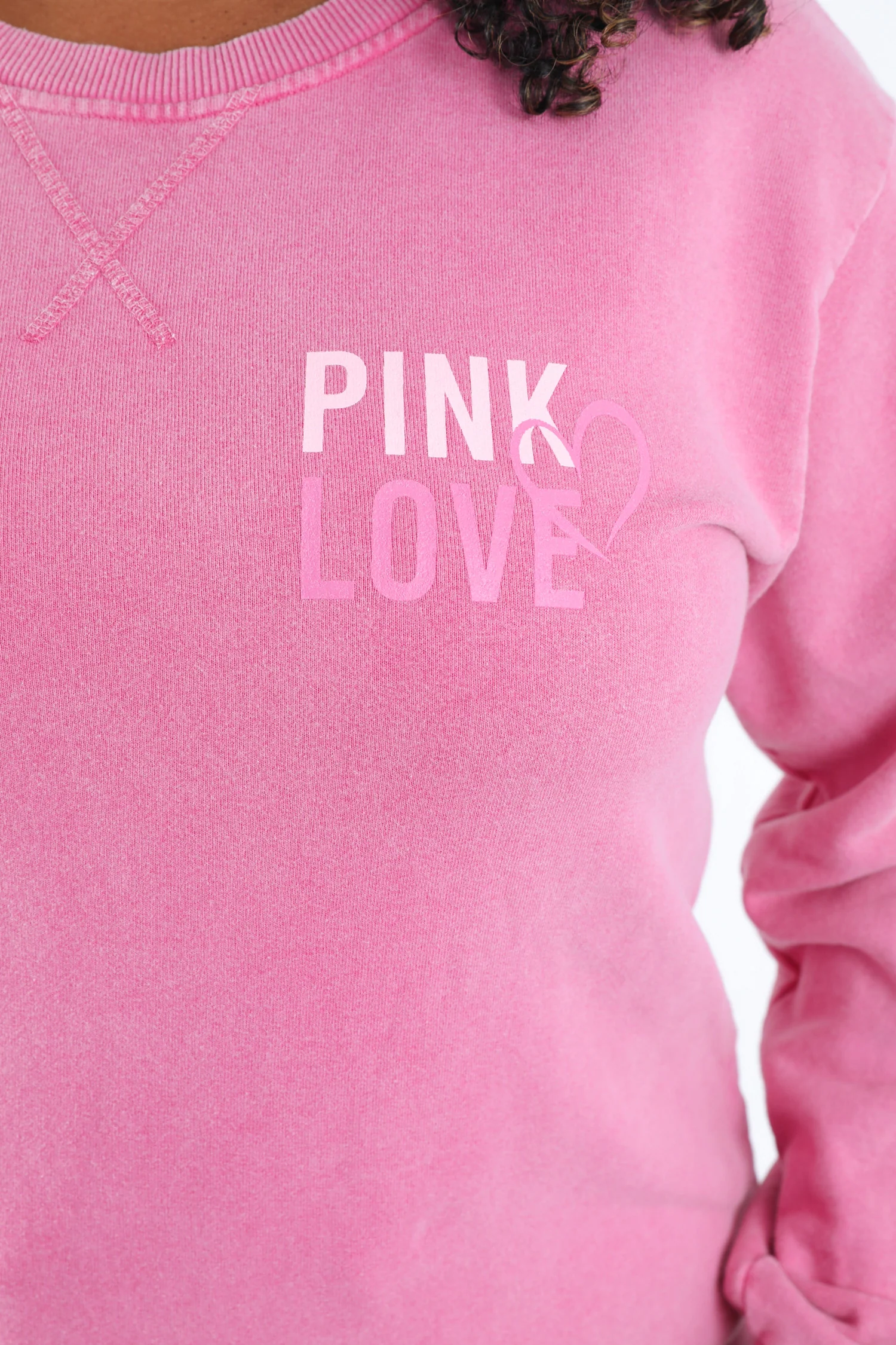 Sweat en coton Pink love octobre rose - Image 3