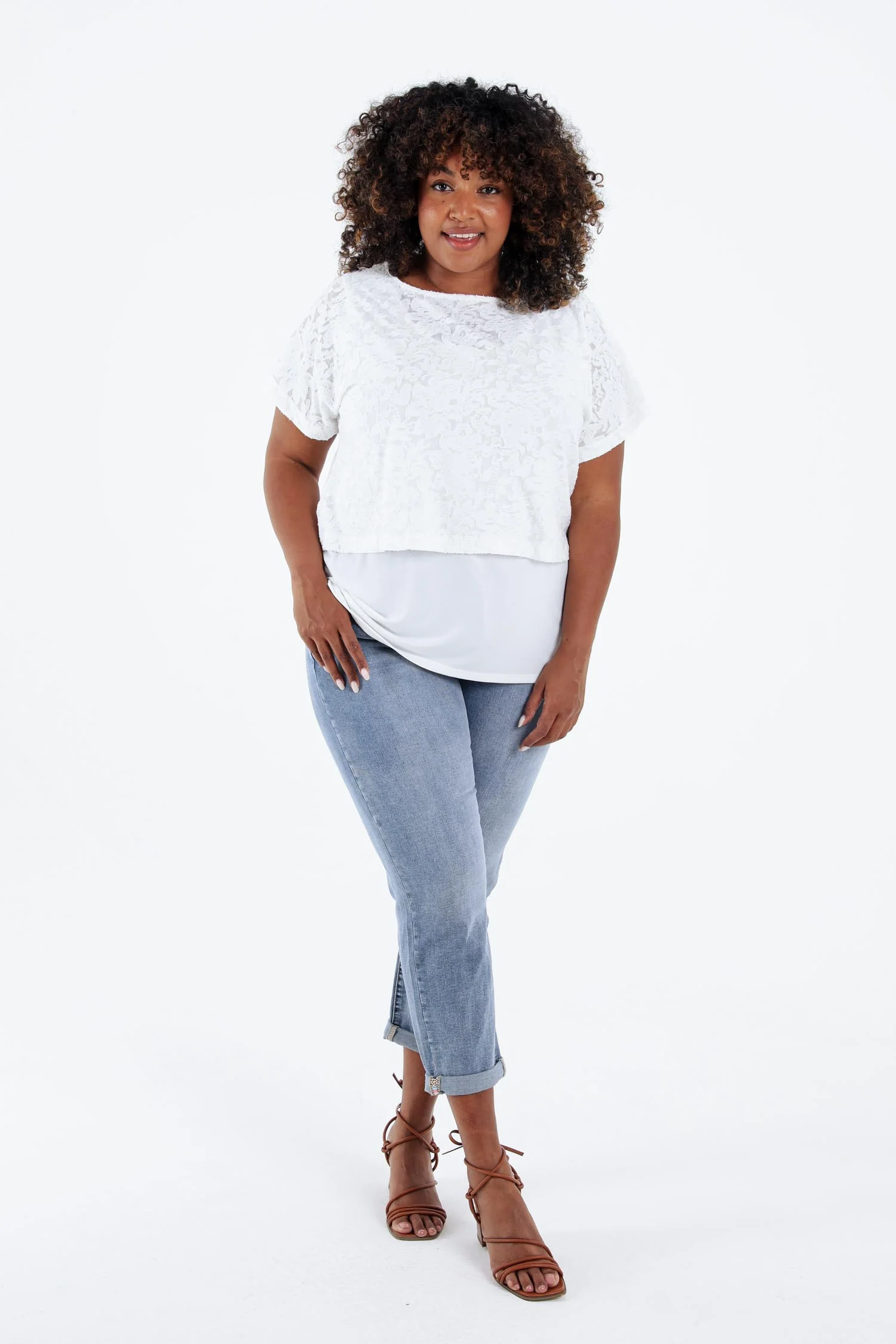 T-shirt 2 en 1 uni en maille ajourée - Image 9
