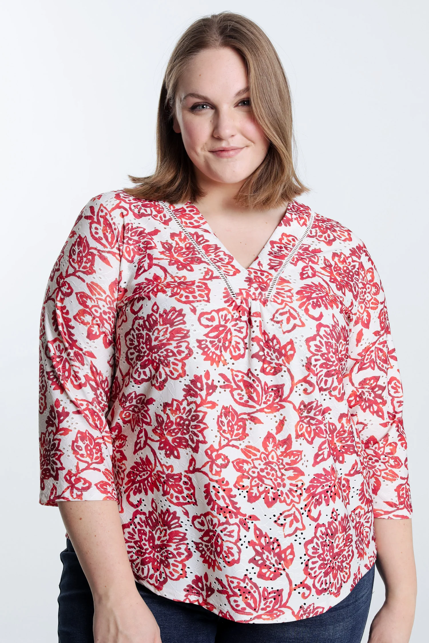 T-shirt brodé imprimé fleurs