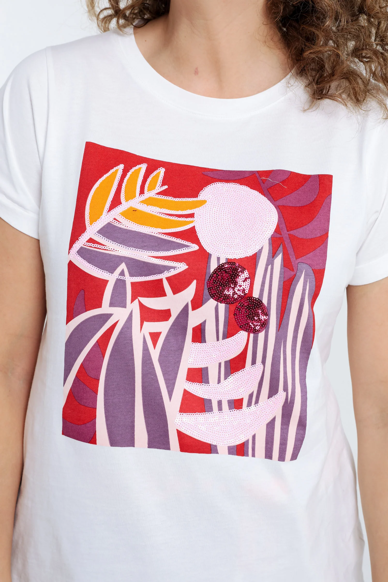 T-shirt en coton dessin coloré et sequins - Image 3