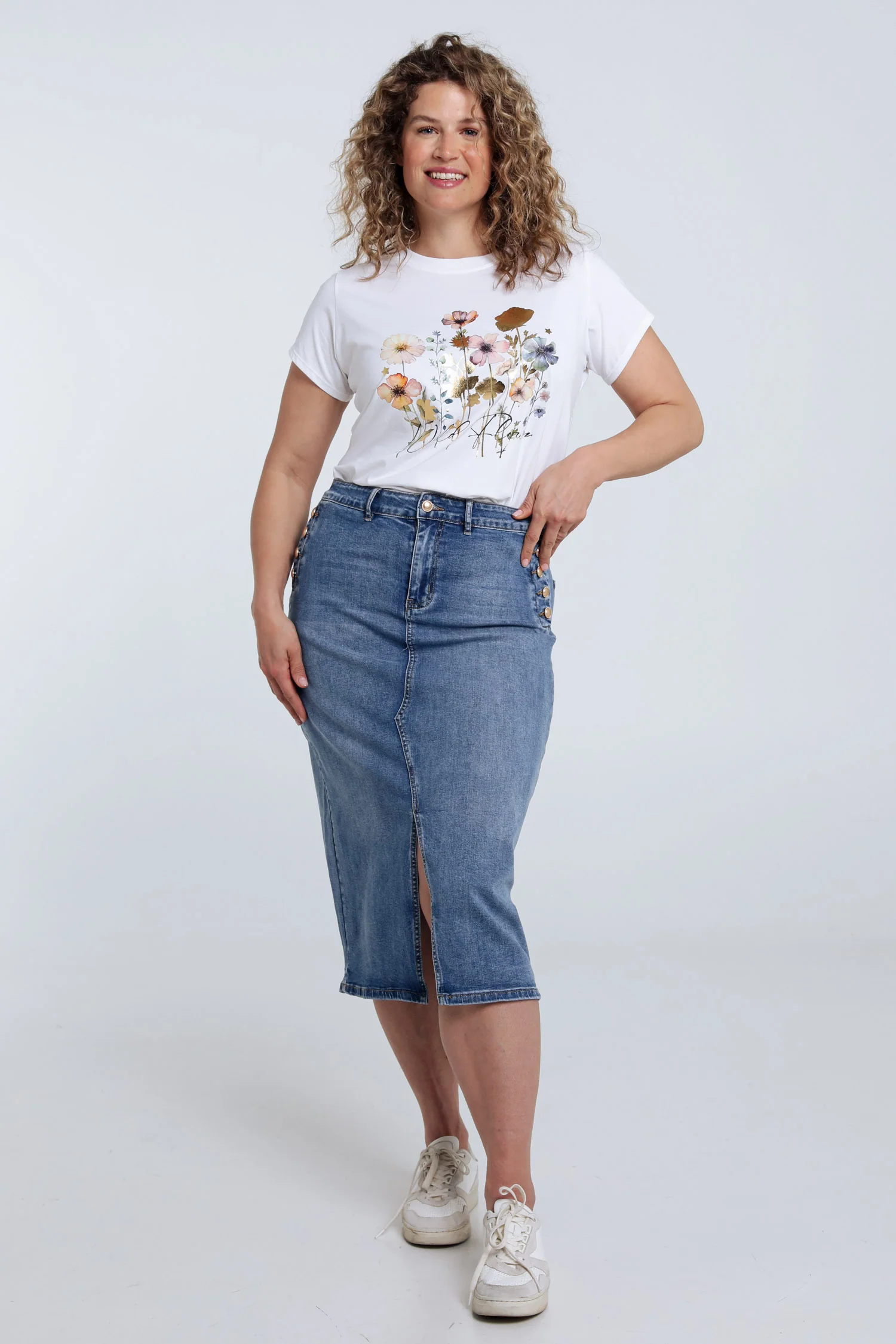 T-shirt en coton imprimé floral avec foil - Image 8