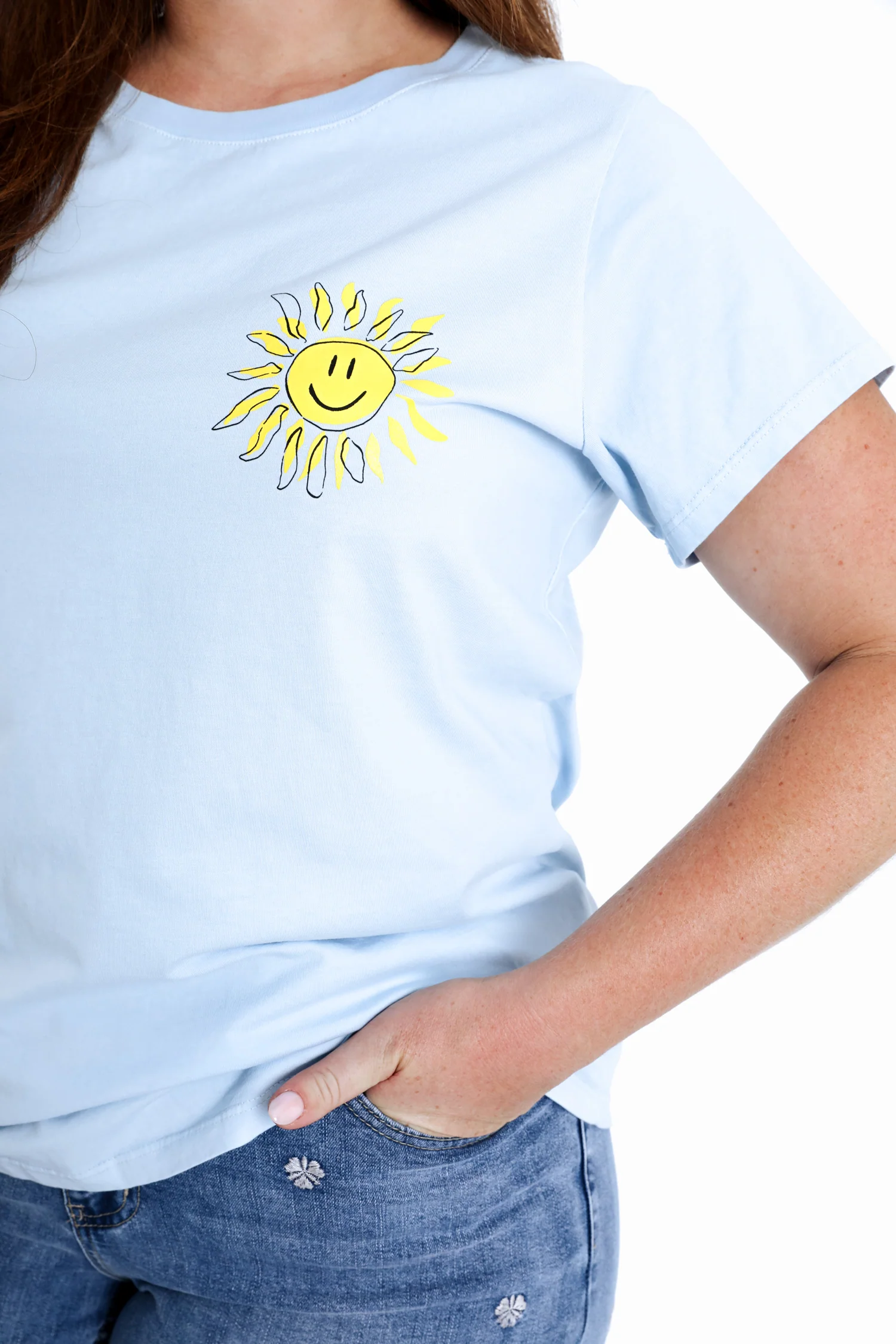 T-shirt en coton uni avec imprimé soleil - Image 4