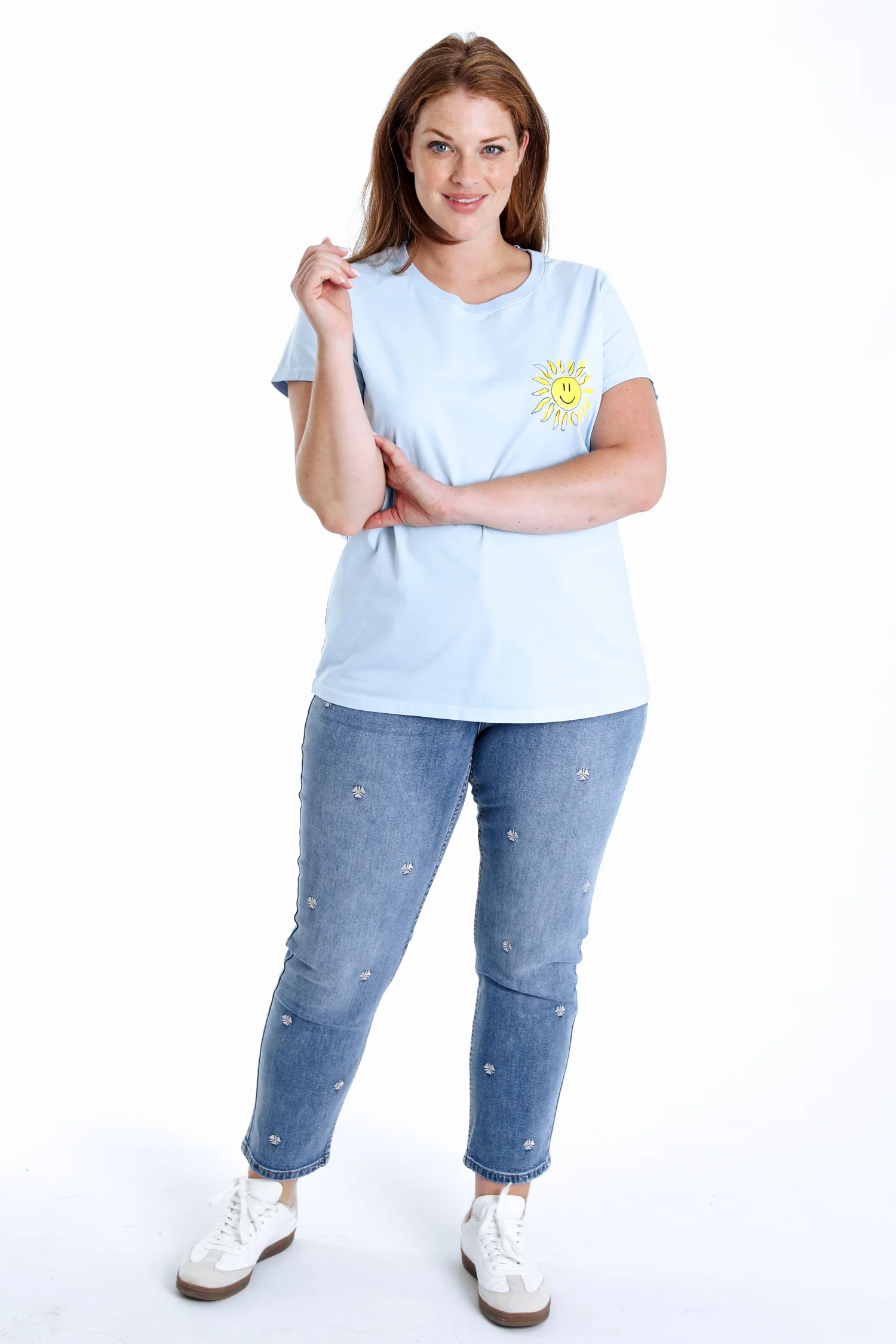 T-shirt en coton uni avec imprimé soleil - Image 7