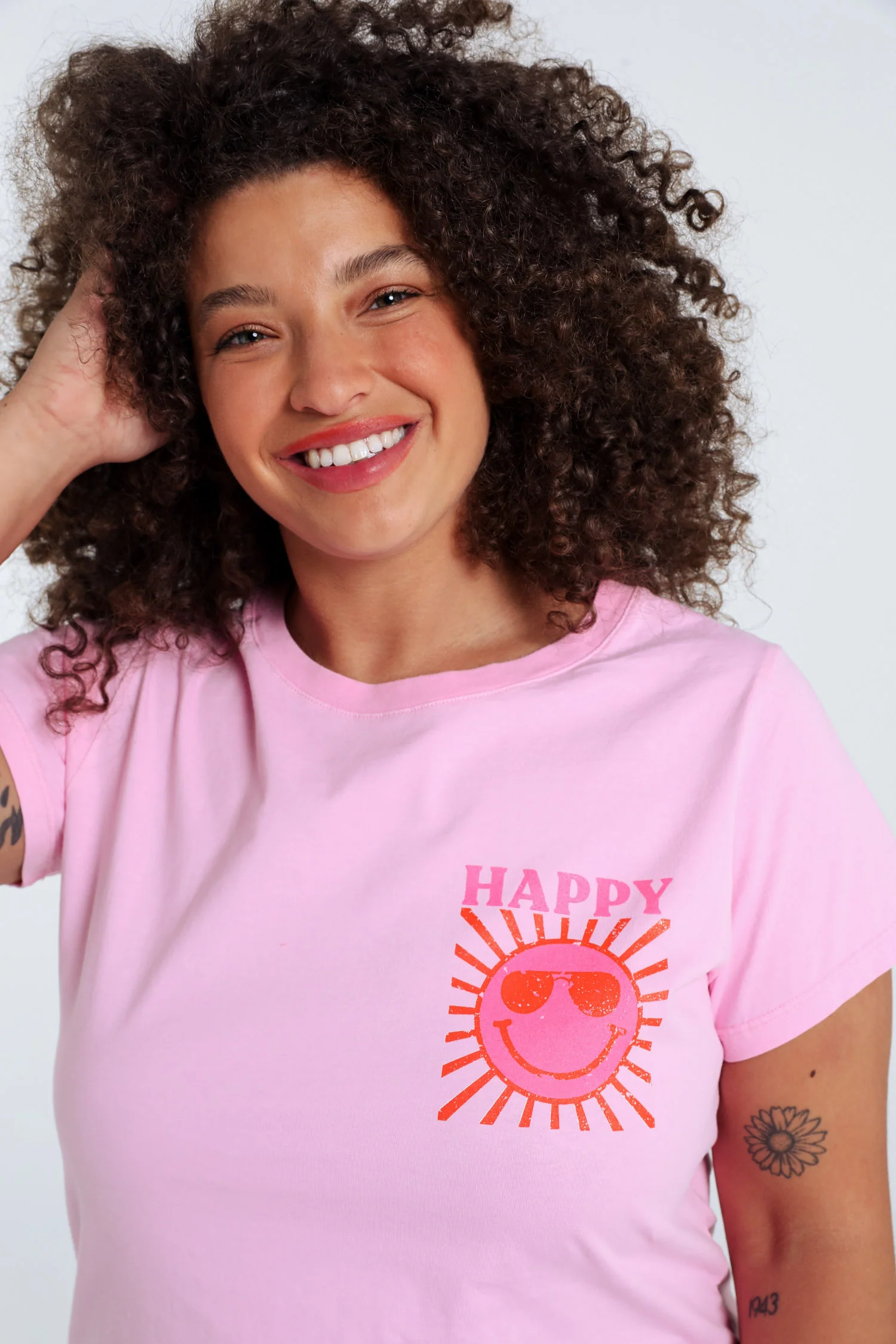 T-shirt en coton uni avec imprimé soleil - Image 3