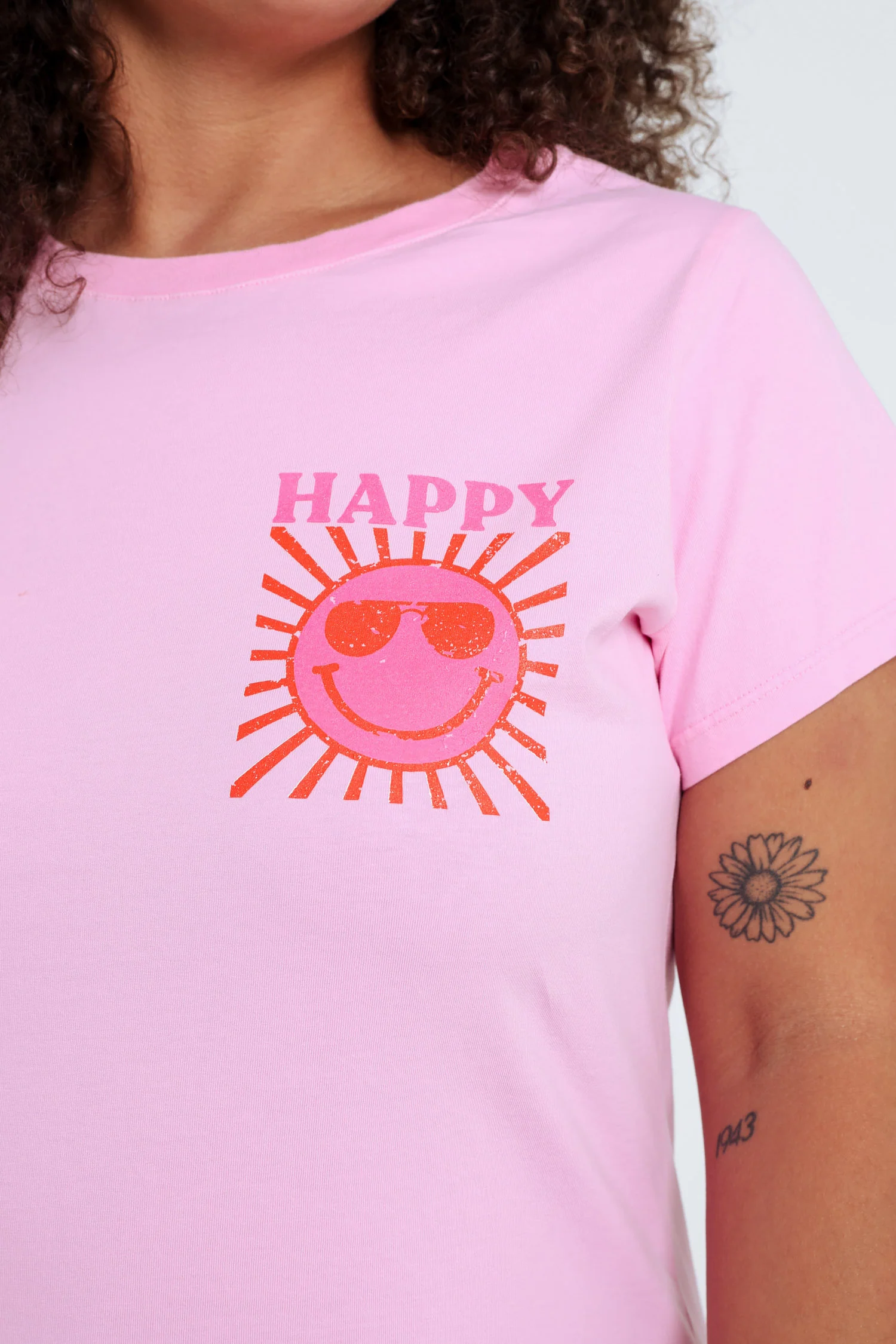T-shirt en coton uni avec imprimé soleil - Image 4