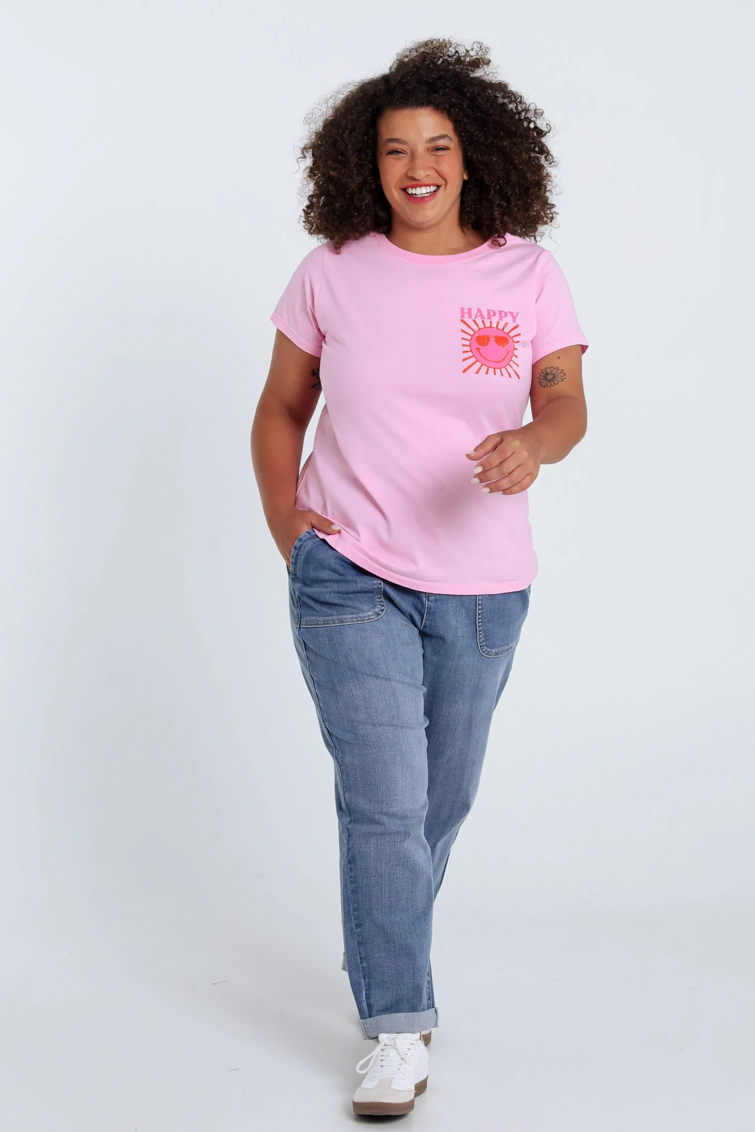 T-shirt en coton uni avec imprimé soleil - Image 7