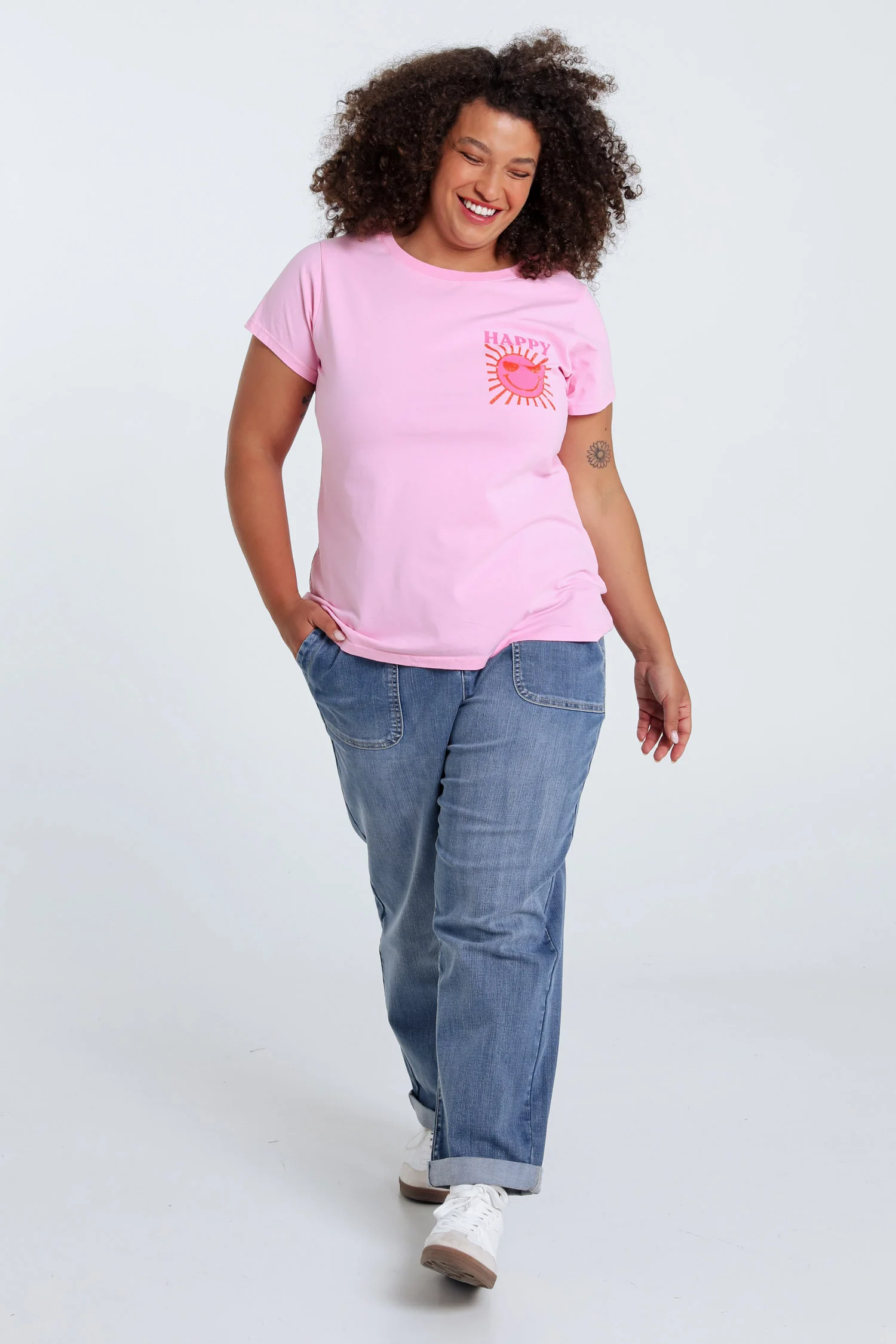 T-shirt en coton uni avec imprimé soleil - Image 8
