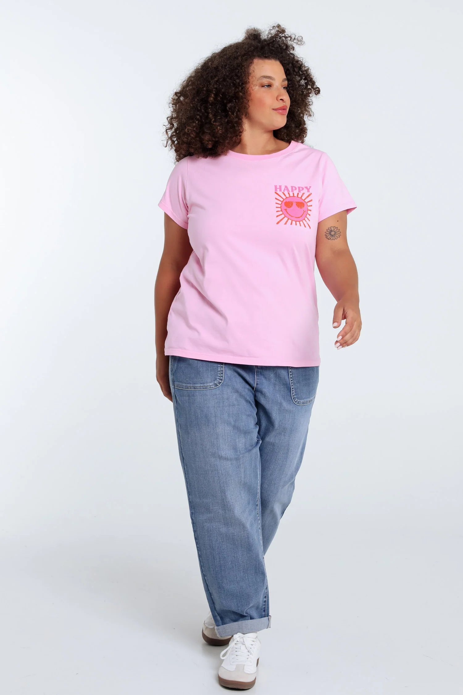 T-shirt en coton uni avec imprimé soleil - Image 9