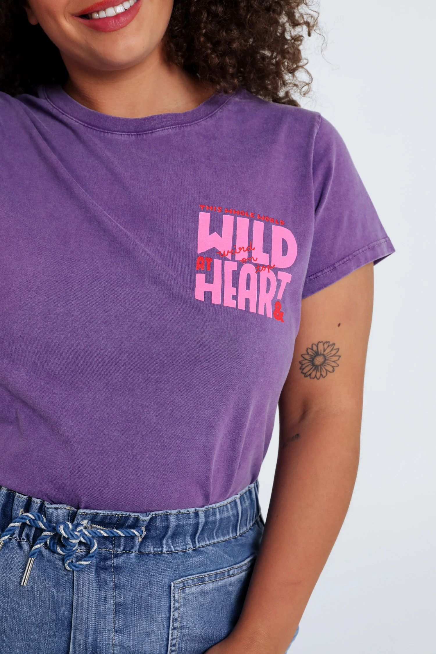 T-shirt en coton uni avec message Wild heart - Image 4
