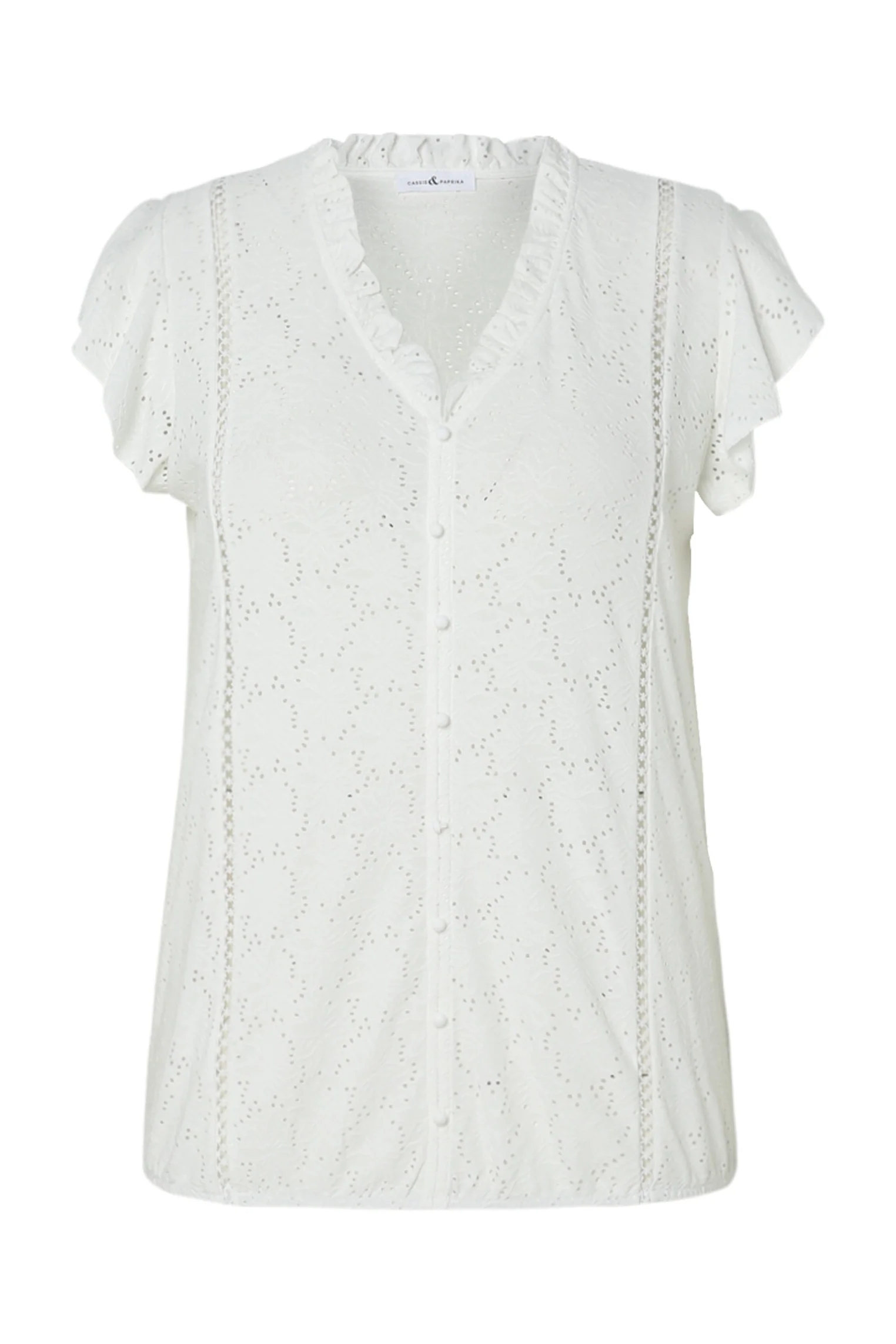 T-shirt en dentelle uni avec volants - Image 10