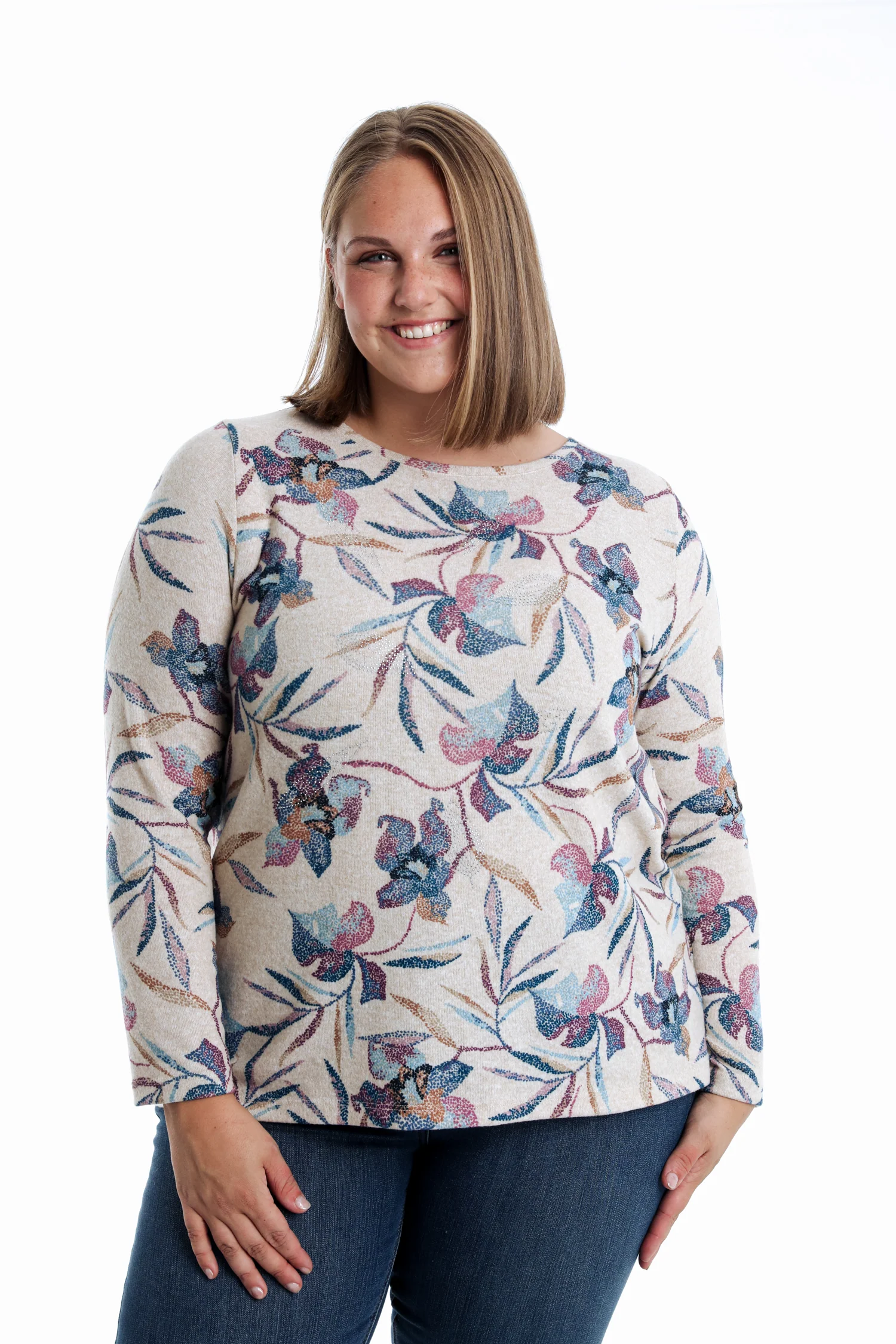 T-shirt en maille chaude imprimé fleuri