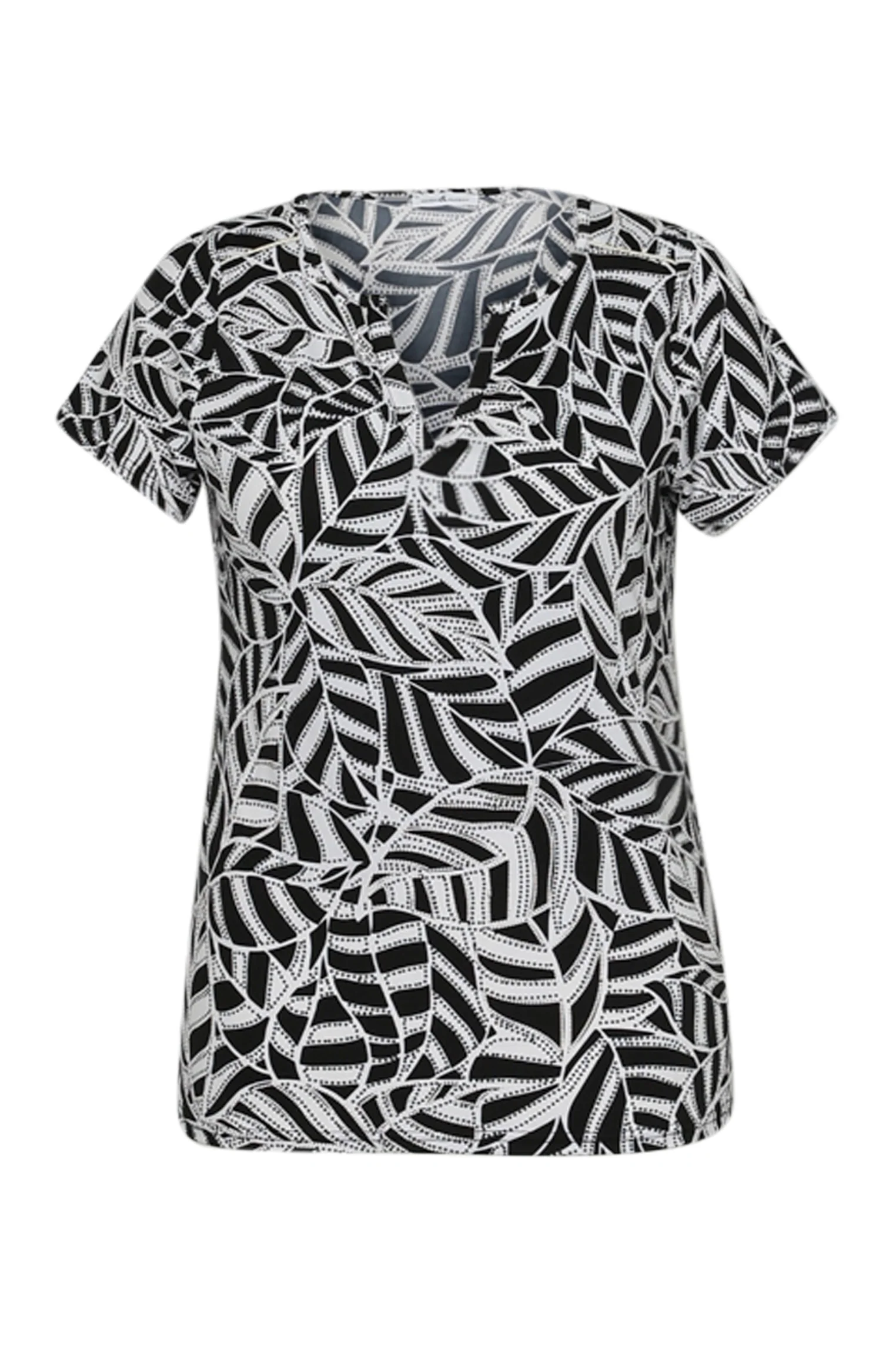 T-shirt en maille froide imprimé feuillage bicolore - Image 10