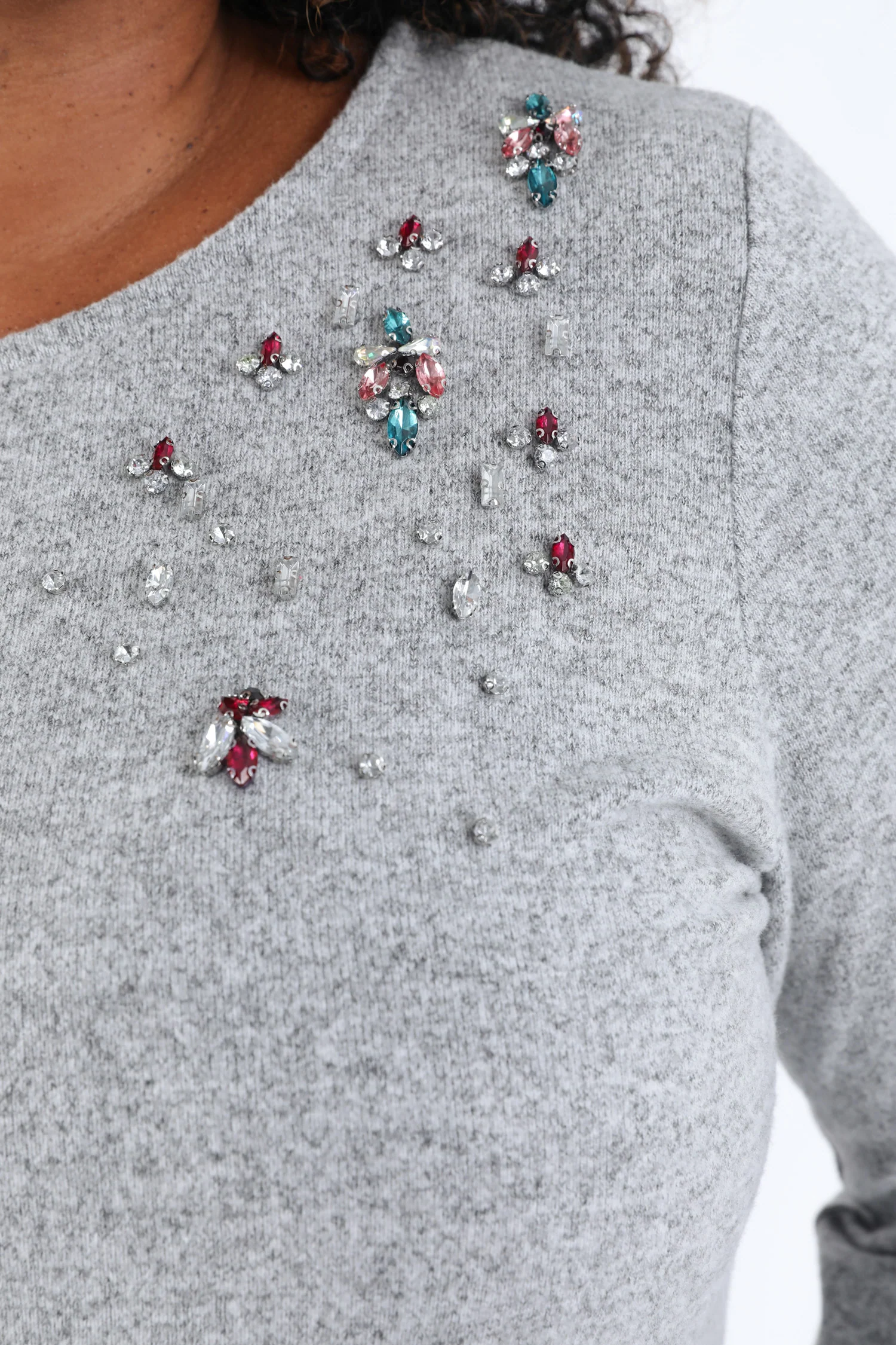 T-shirt maille chaude uni avec détail bijoux - Image 4