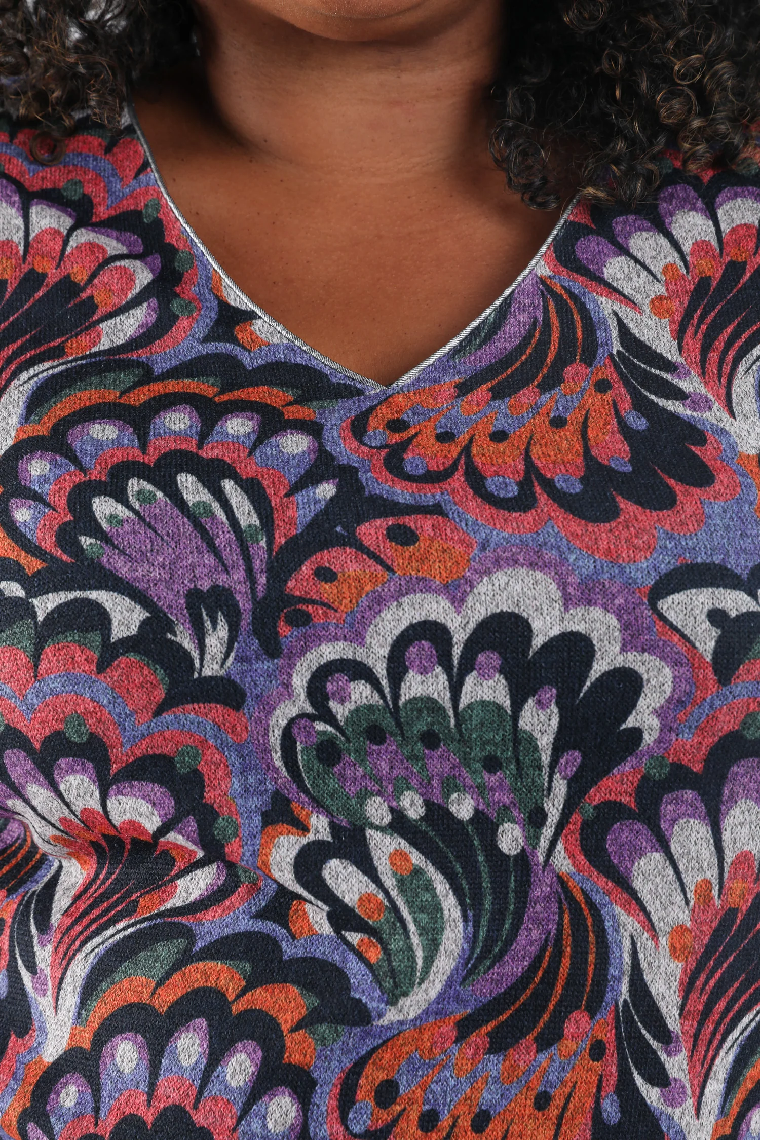 Tunique en maille chaude imprimé plumes - Image 3