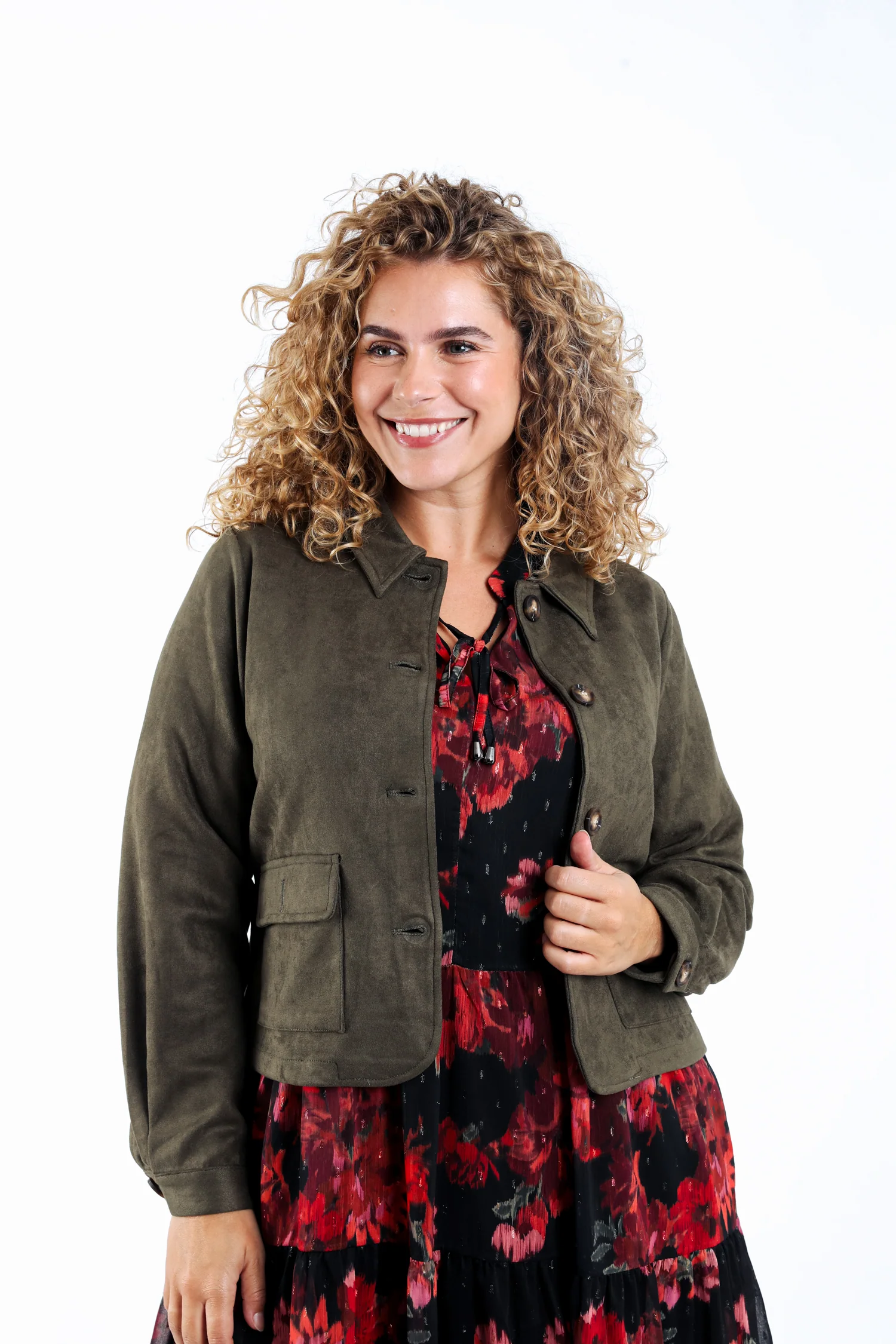 Veste courte effet suédine unie
