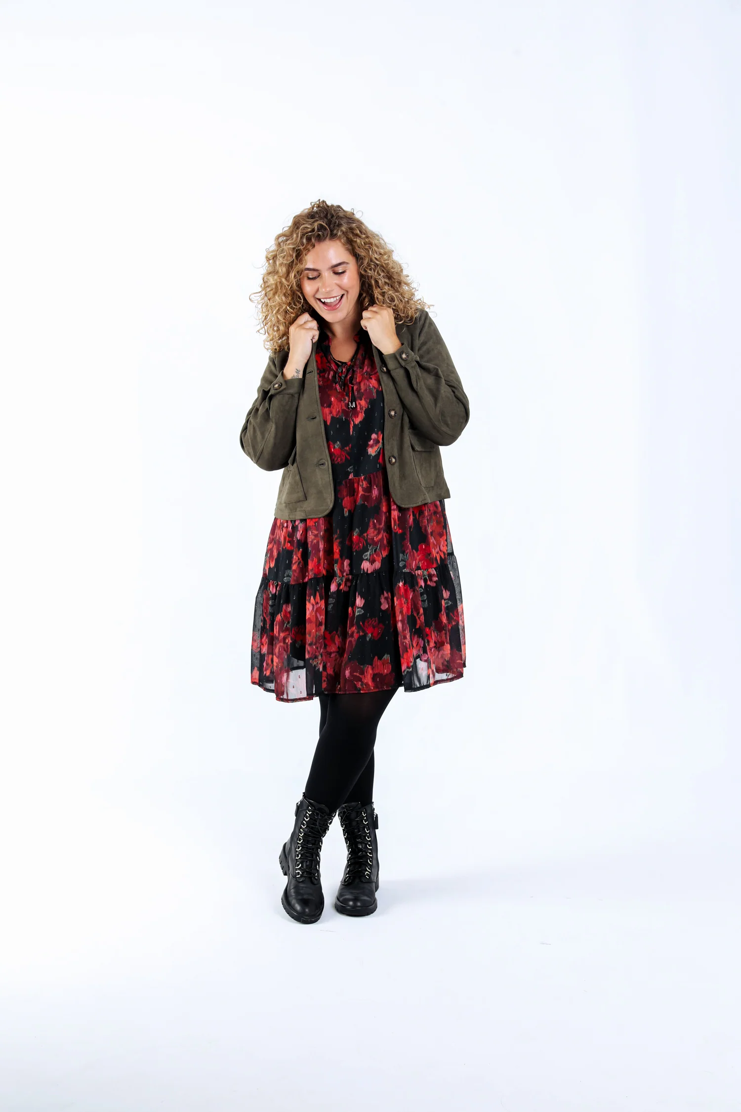 Veste courte effet suédine unie - Image 8