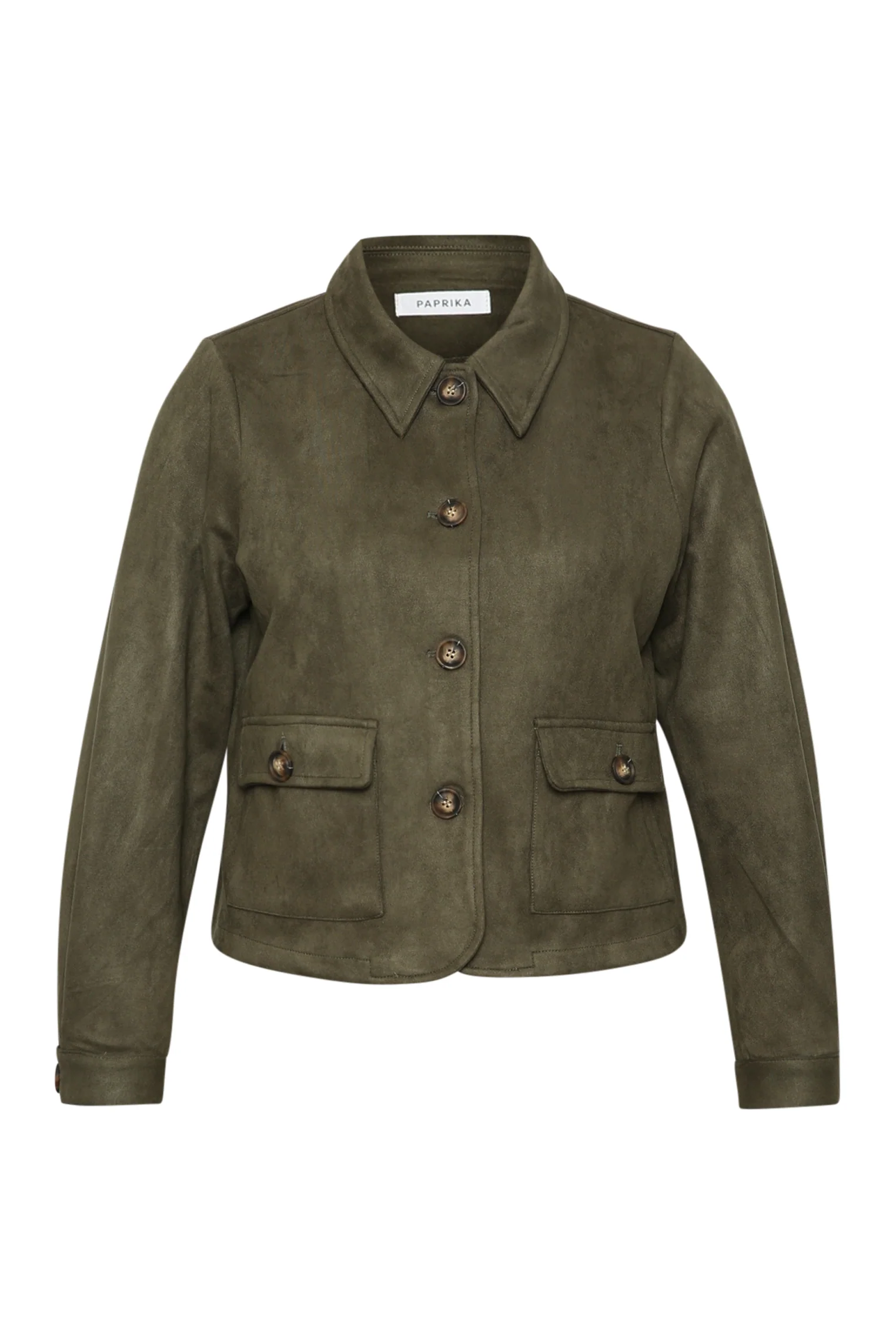 Veste courte effet suédine unie - Image 9