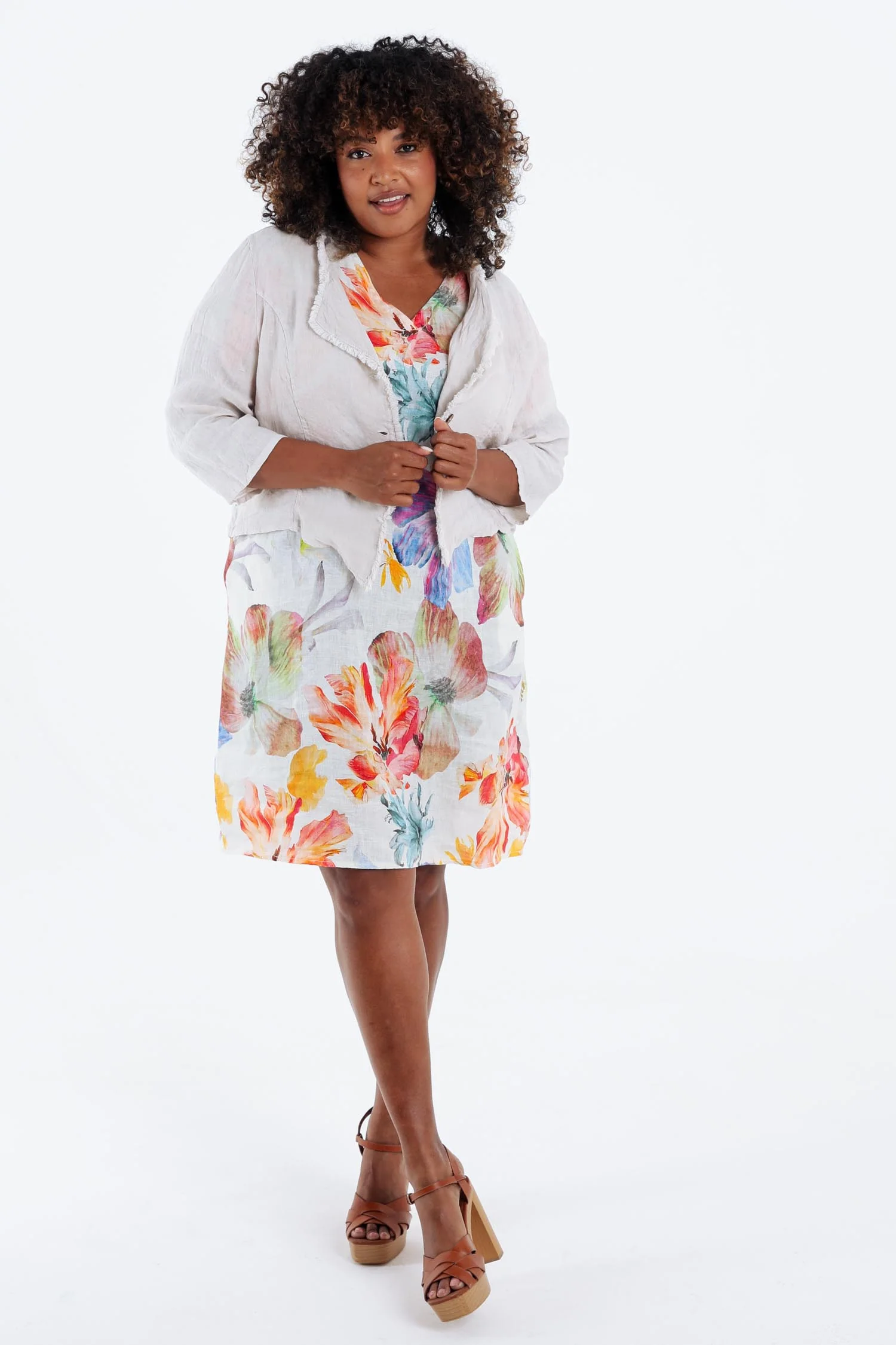 Veste courte en lin imprimé floral - Image 8