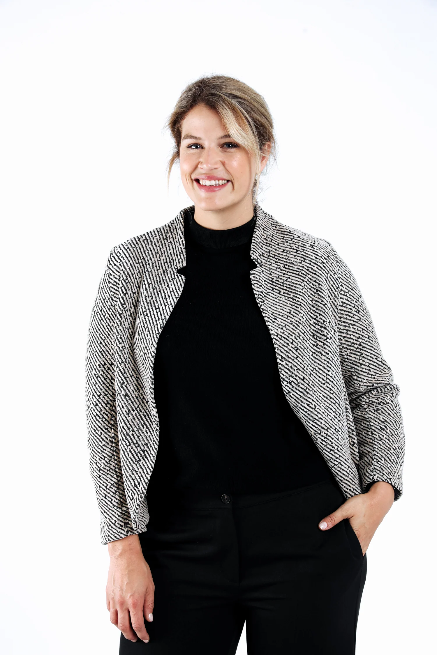Veste jacquard bicolore avec lurex