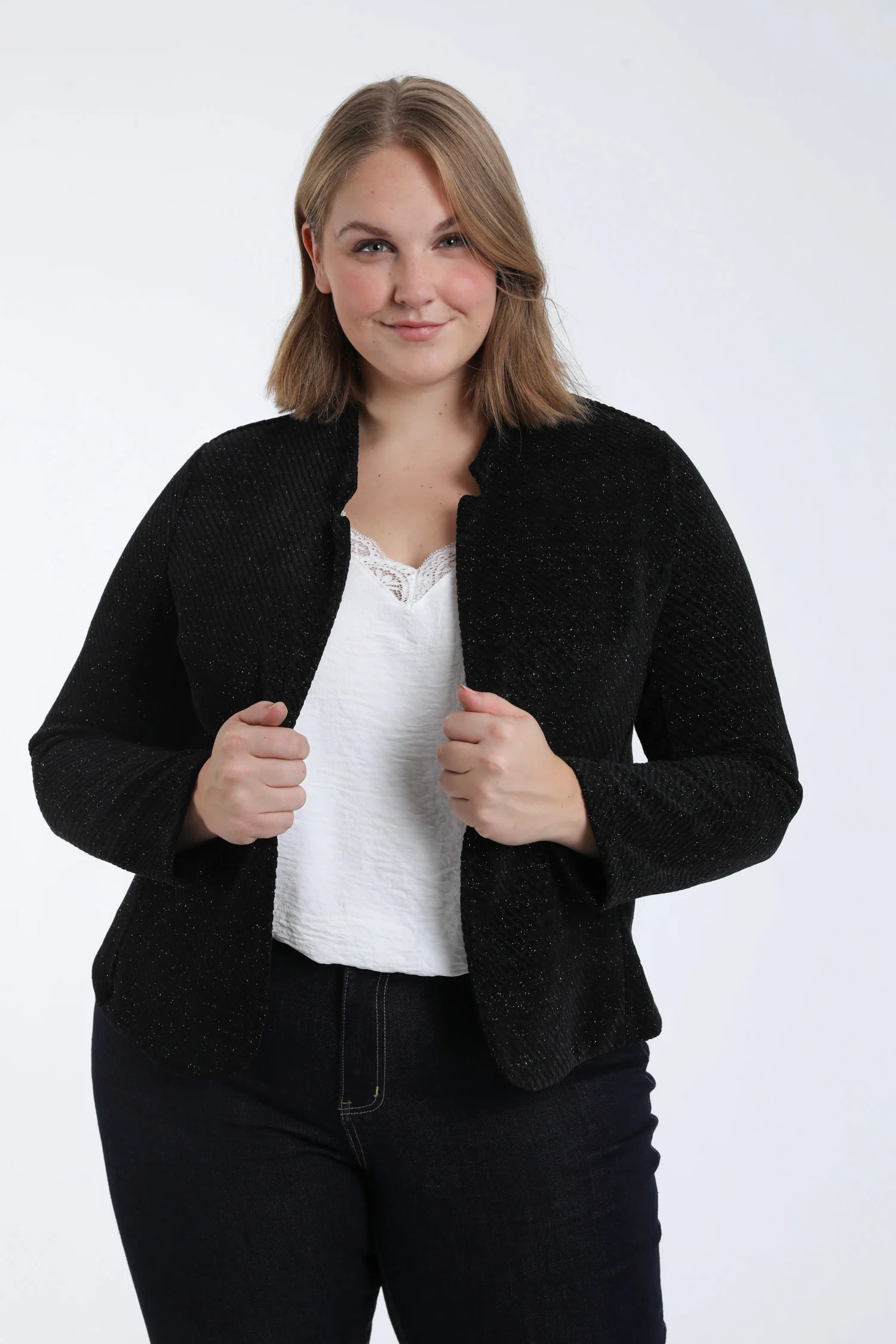 Veste jacquard bicolore avec lurex