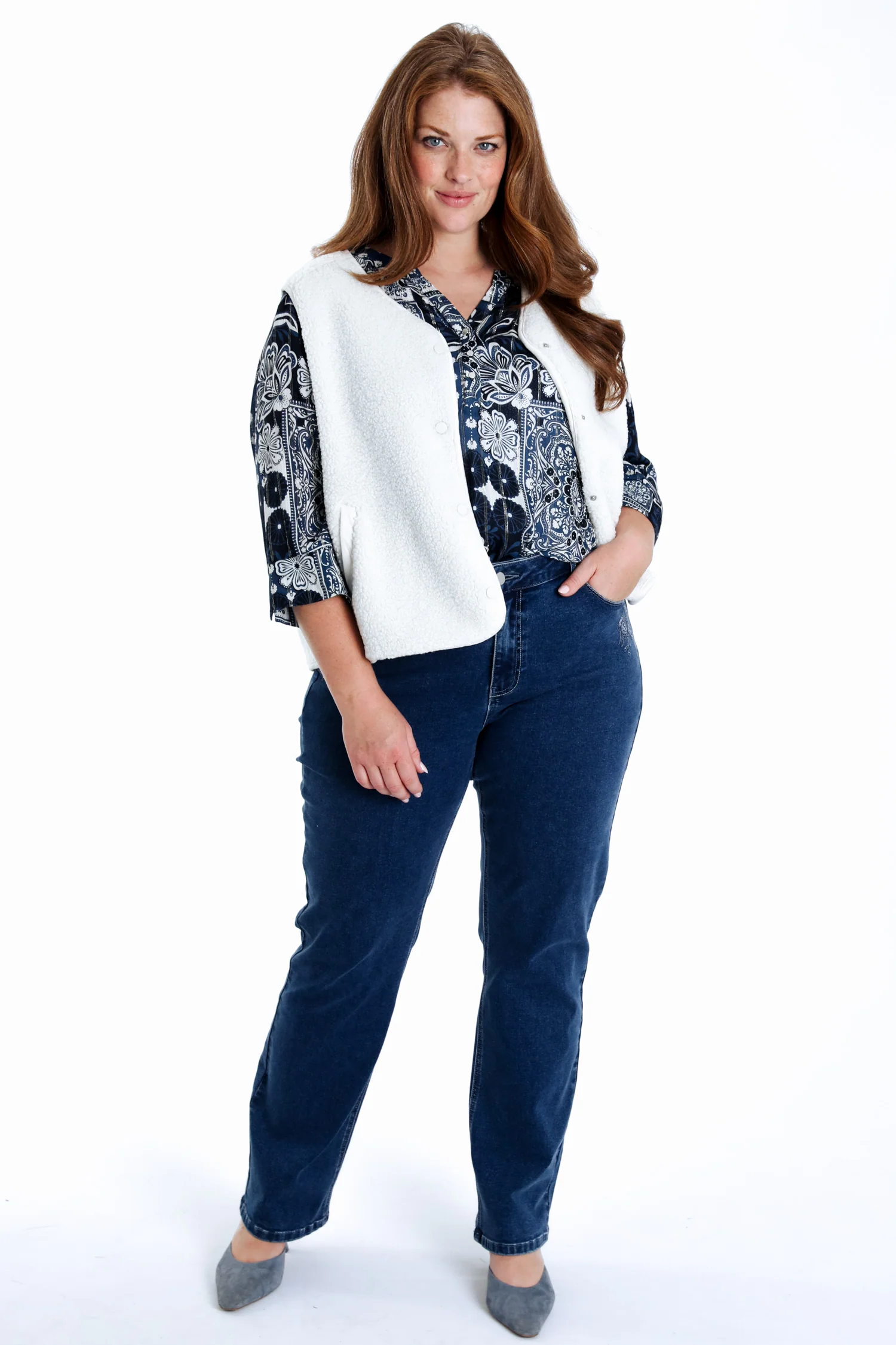 Veste sans manches unie effet mouton - Image 8